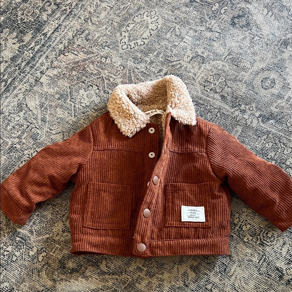 Brown Corduroy Jacket with Sherpa Collar